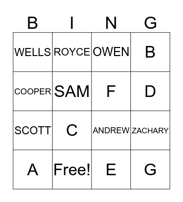 MY FRIENDS Bingo Card