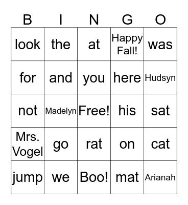 Happy Fall! Arianah, Hudsyn, and Madelyn Bingo Card
