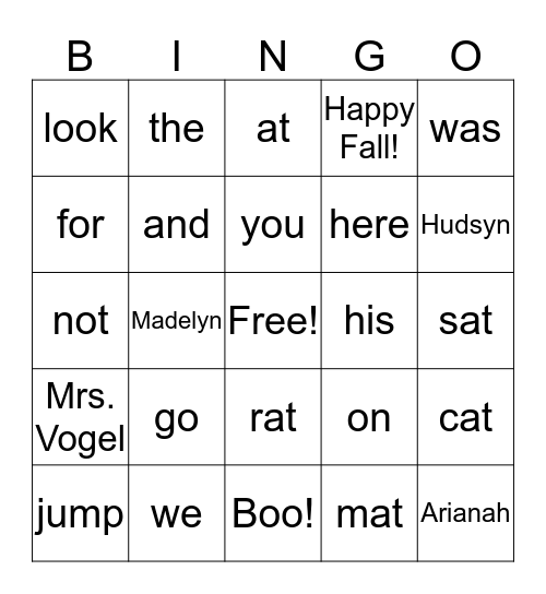 Happy Fall! Arianah, Hudsyn, and Madelyn Bingo Card