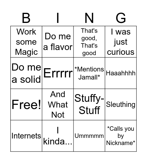 Big Cheese Bingo Card