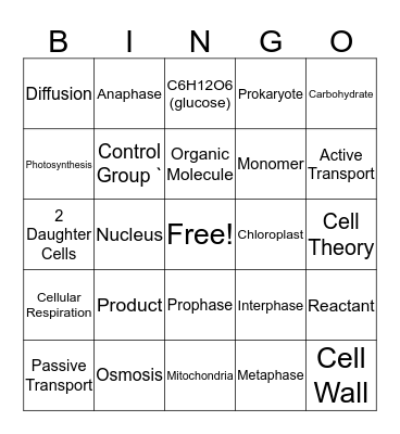 Greenhouse Biology Midterm Review Bingo Card