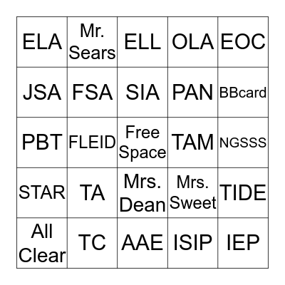 Testing is FUN! Bingo Card