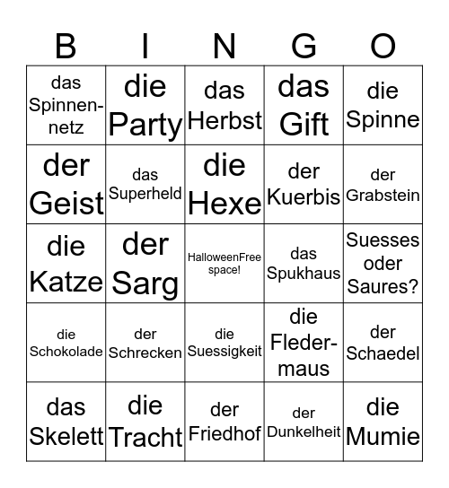 Der Halloween Bingo Card