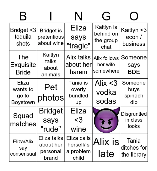 BASKET Bingo Card