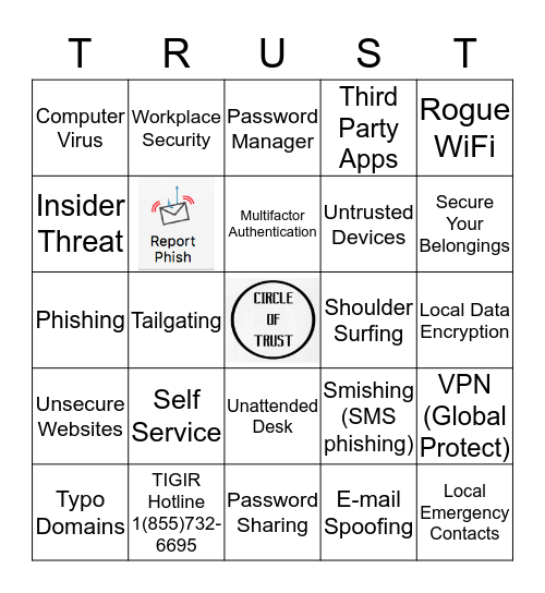 2018 Cyber Security Bingo w/ TIGIR! Bingo Card