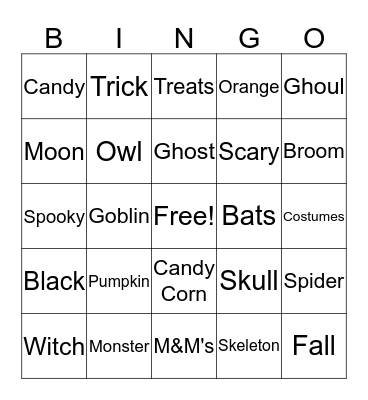 Halloween Bingo Card