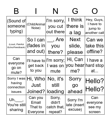 Conference Call Bingo Card