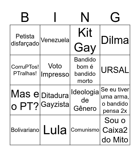 Bingo do Reaça Bingo Card