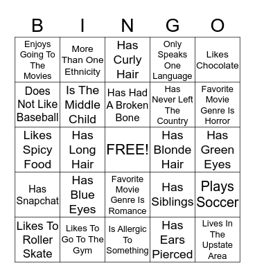 Ice Breaker Bingo Card