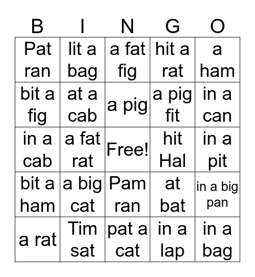 B.Level 2.Lesson 2 Bingo Card