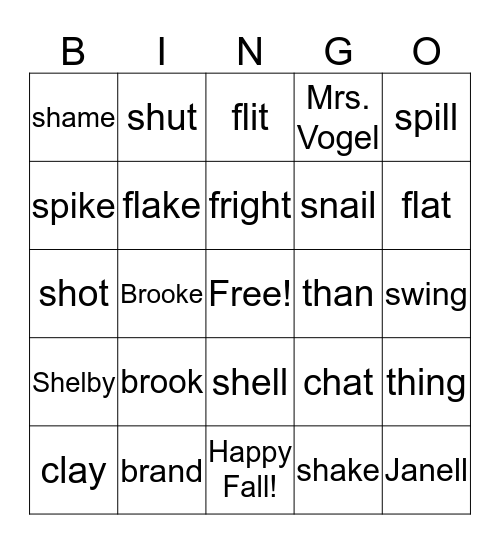 Happy Fall! Brooke, Janell, and Shelby!!! Bingo Card