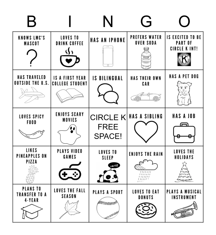 CIRCLE K INT BINGO! Bingo Card