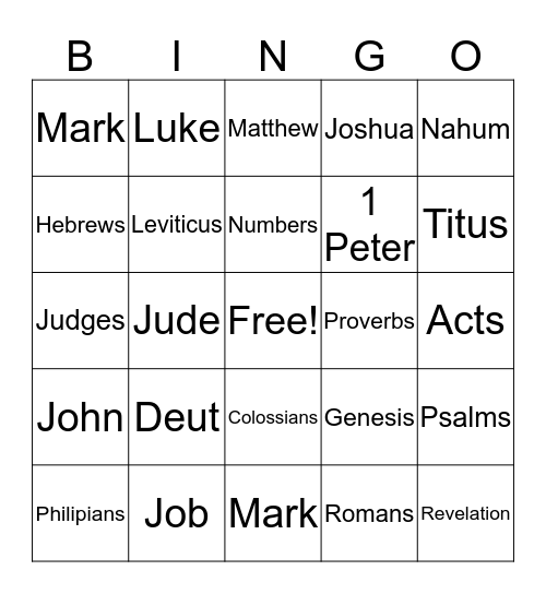 Bible Bingo Card