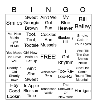 Music Bingo! Bingo Card