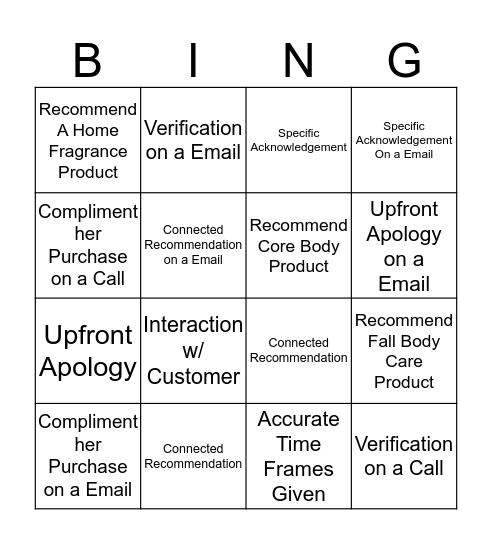 Team Jones Bingo Card