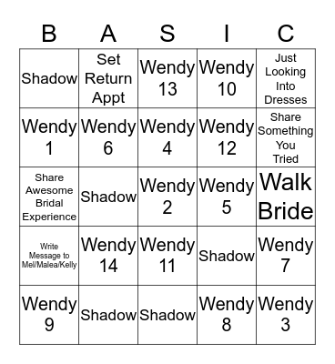 Back to Basics Bingo Card