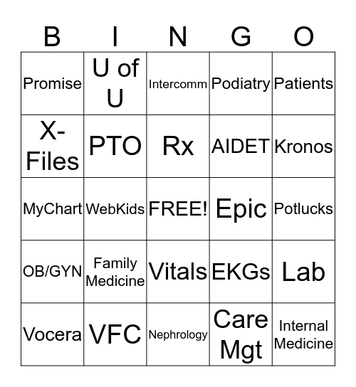 CHC BINGO Card