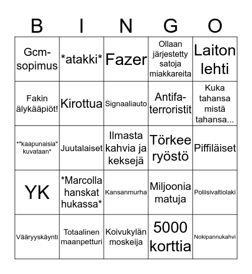 Miakkaribingo! Bingo Card