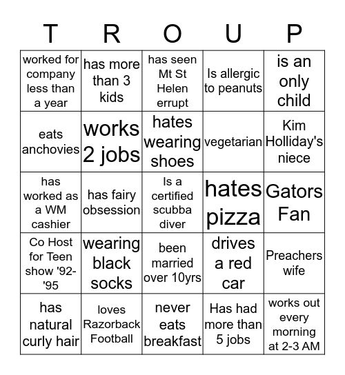 Holiday Game  Bingo Card