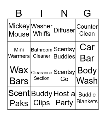 Scentsy Bingo Card