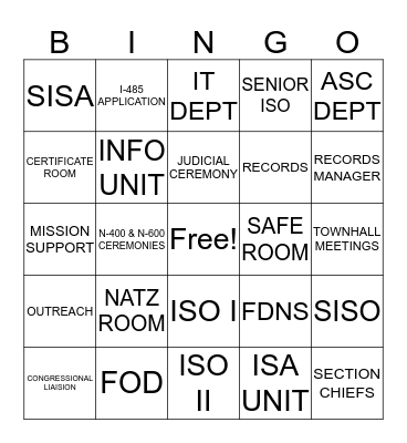 USCIS  Bingo Card