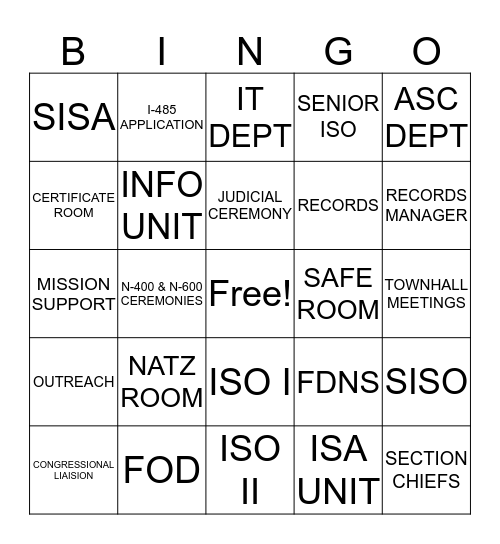 USCIS  Bingo Card