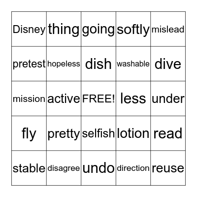 Word Wiser Bingo Card