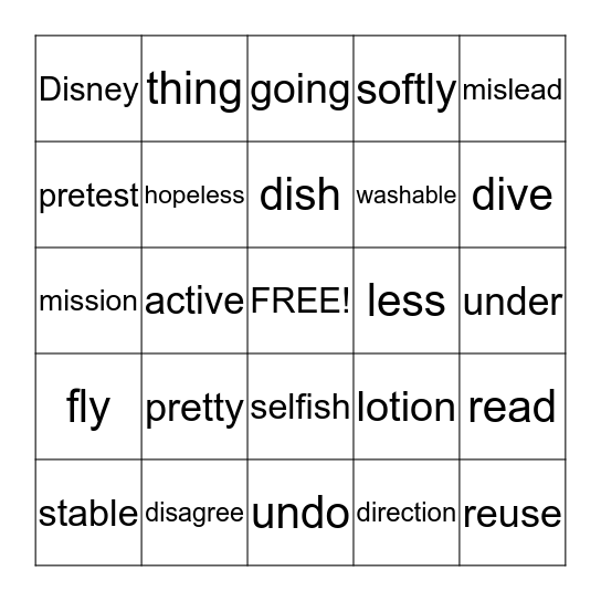 Word Wiser Bingo Card