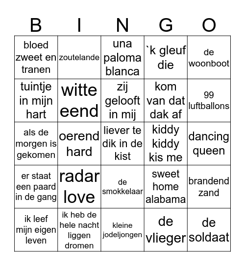 Muziek bingo Card