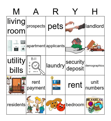 Apartment Bingo Card