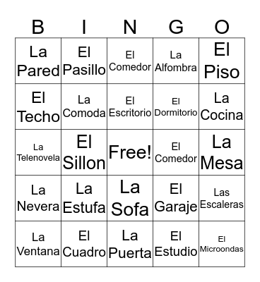 Spanish Bingo Card
