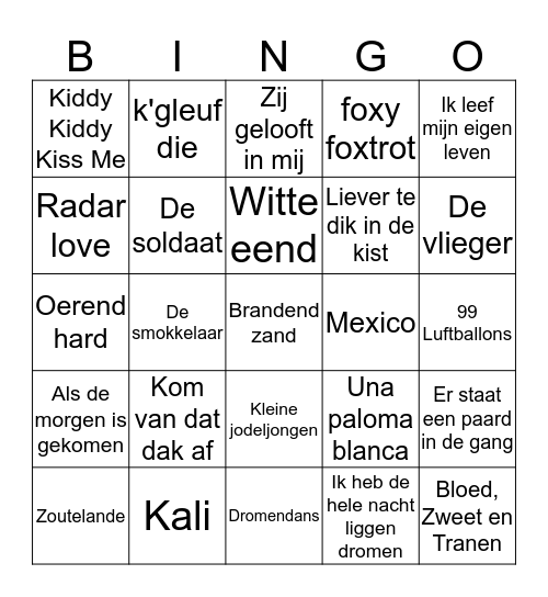 Muziek bingo Card