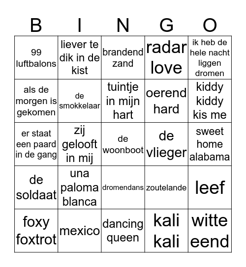 Muziek bingo Card