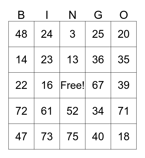 Fall Festival Bingo Card