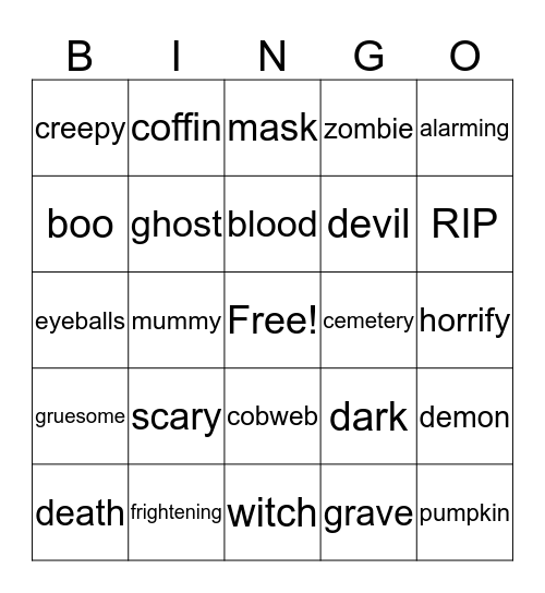 Vikings Halloween  Bingo Card