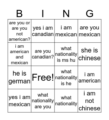 Untitled Bingo Card