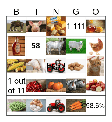 Farm Bingo Card