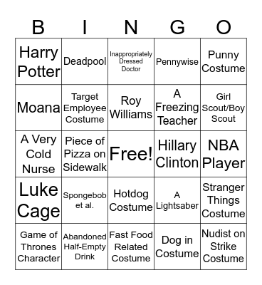 Franklin Street Halloween 2018 Bingo Card