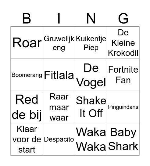 Stan en Eva's Disco Bingo! Bingo Card