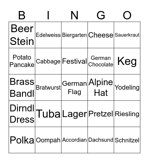 Octoberfest Bingo Card