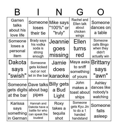 FAST Rollout Party Bingo Card