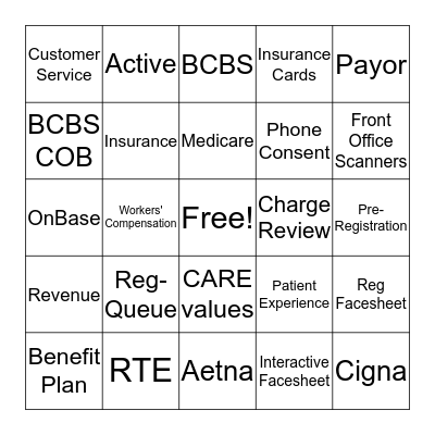 RegiSTARs Bingo Card