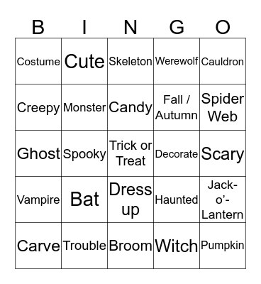 Halloween Bingo Card