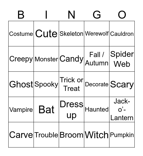 Halloween Bingo Card