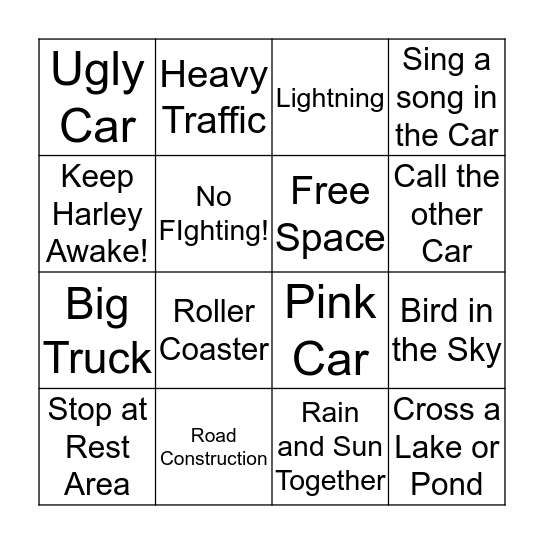 Interstate Bingo Card