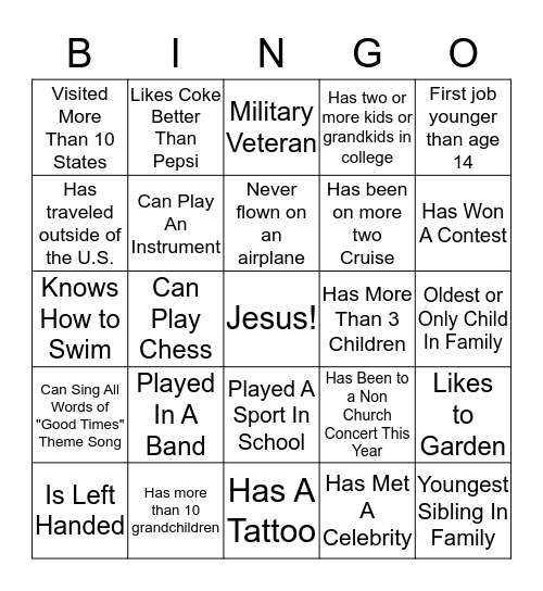 How Well Do You Know Me? Bingo Card