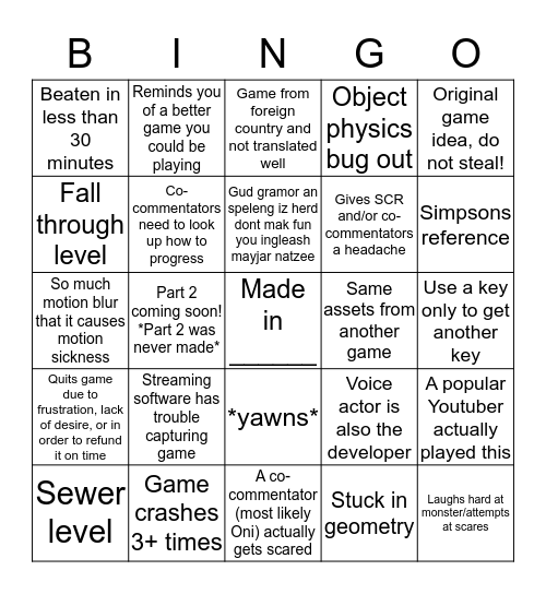 Fearless Bingo Card