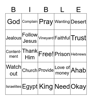 CONTENTMENT Bingo Card