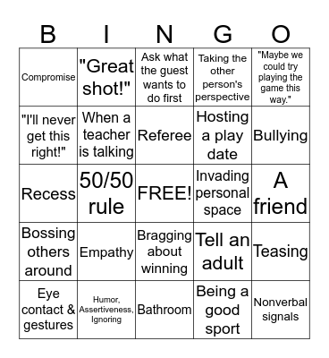 FRIENDSHIP GROUP Bingo Card