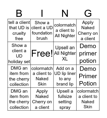 Color cast bingo Card